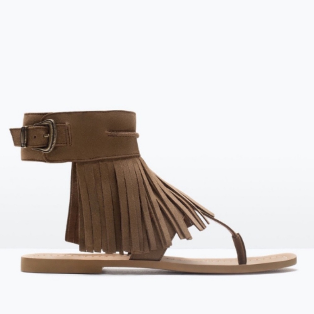 Zara fringe leather sandal